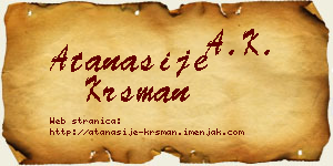 Atanasije Krsman vizit kartica